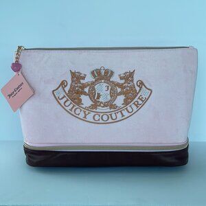 Juicy Couture Cosmetic Travel Makeup Bag Pink Velour New